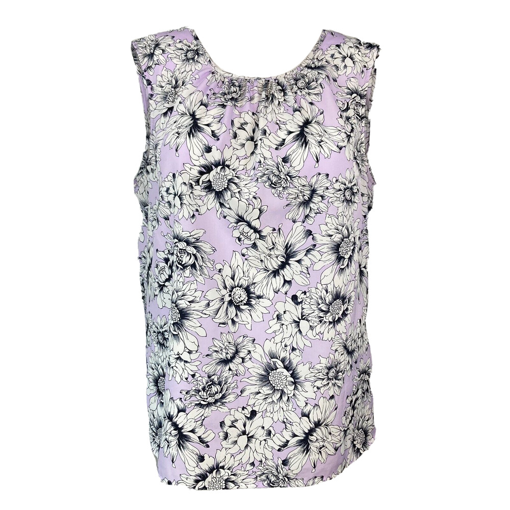 Jones New York Shirt Womens 12 Pastel Purple Floral Sleeveless Round Neck Blouse